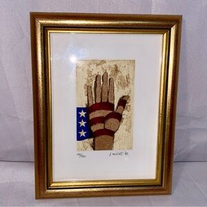 Skill & Pride J Matott Framed Hand Art American Flag Design 8”x6.1”x5” Signed